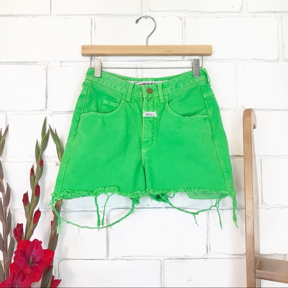 Vintage electric green high waisted shorts